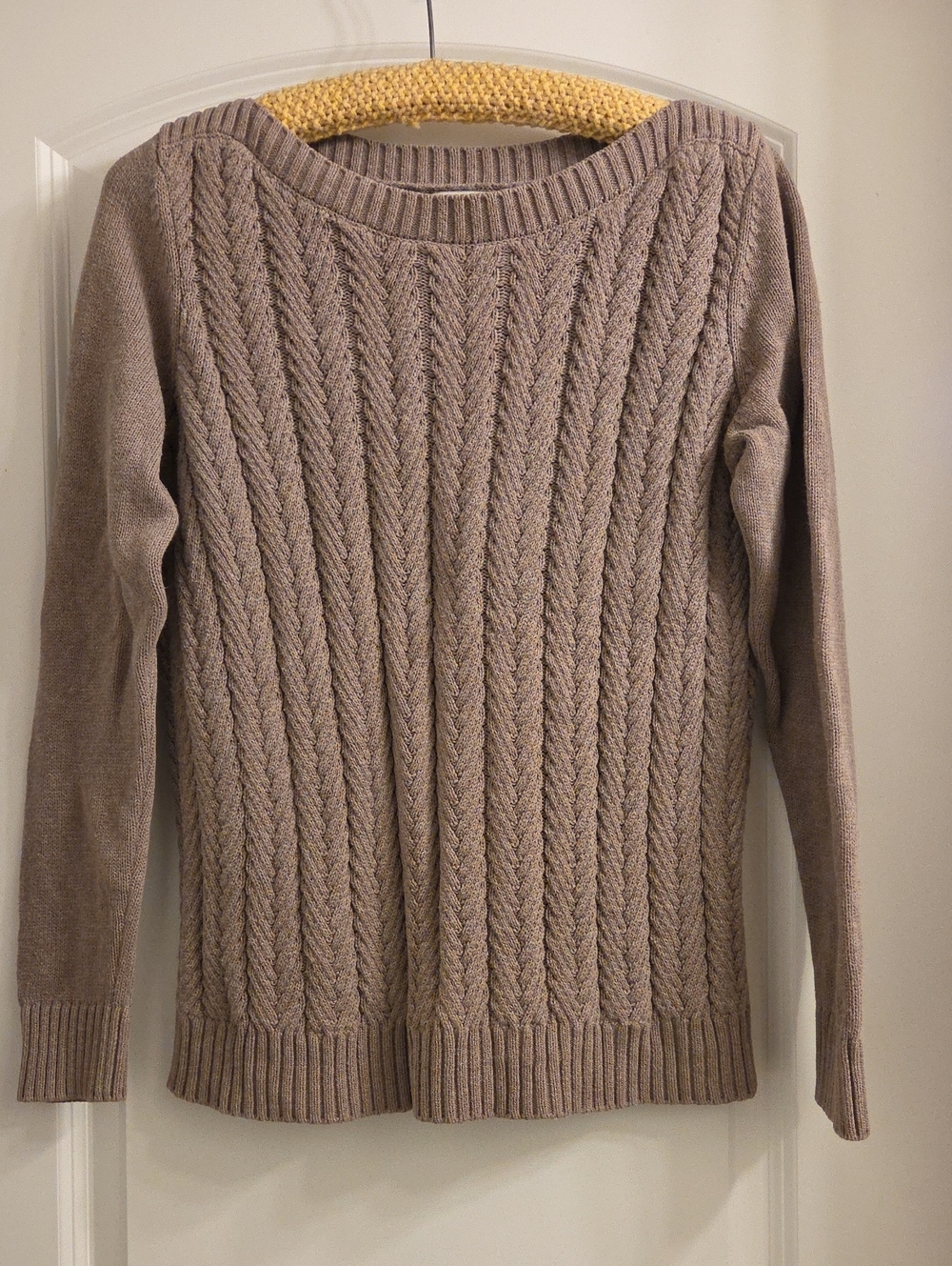 L.L. Bean Taupe Cable-Knit Women's Sweater